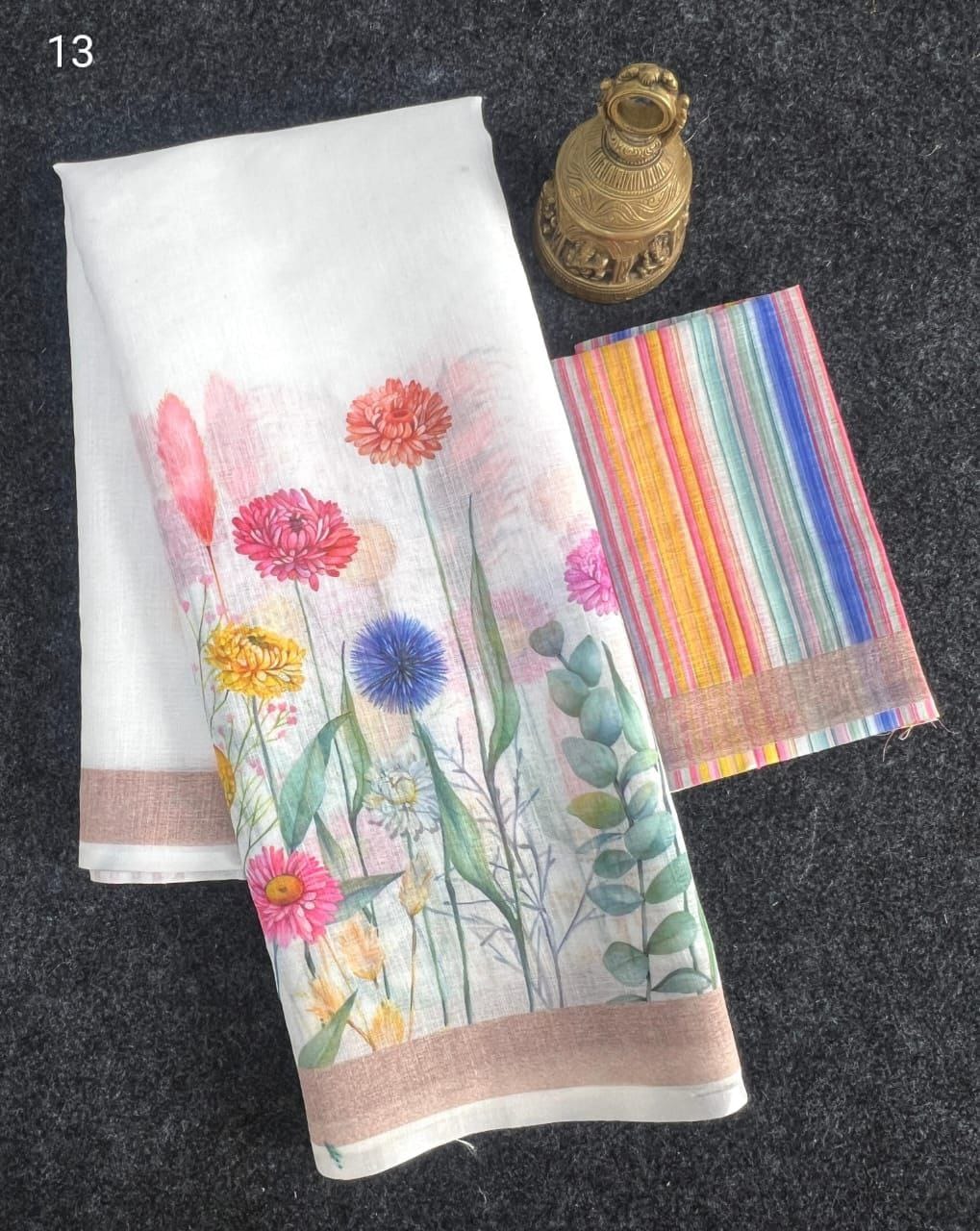 MG 437 Plain Linen Digital Printed Non Catalog Sarees Wholesale Shop In Surat